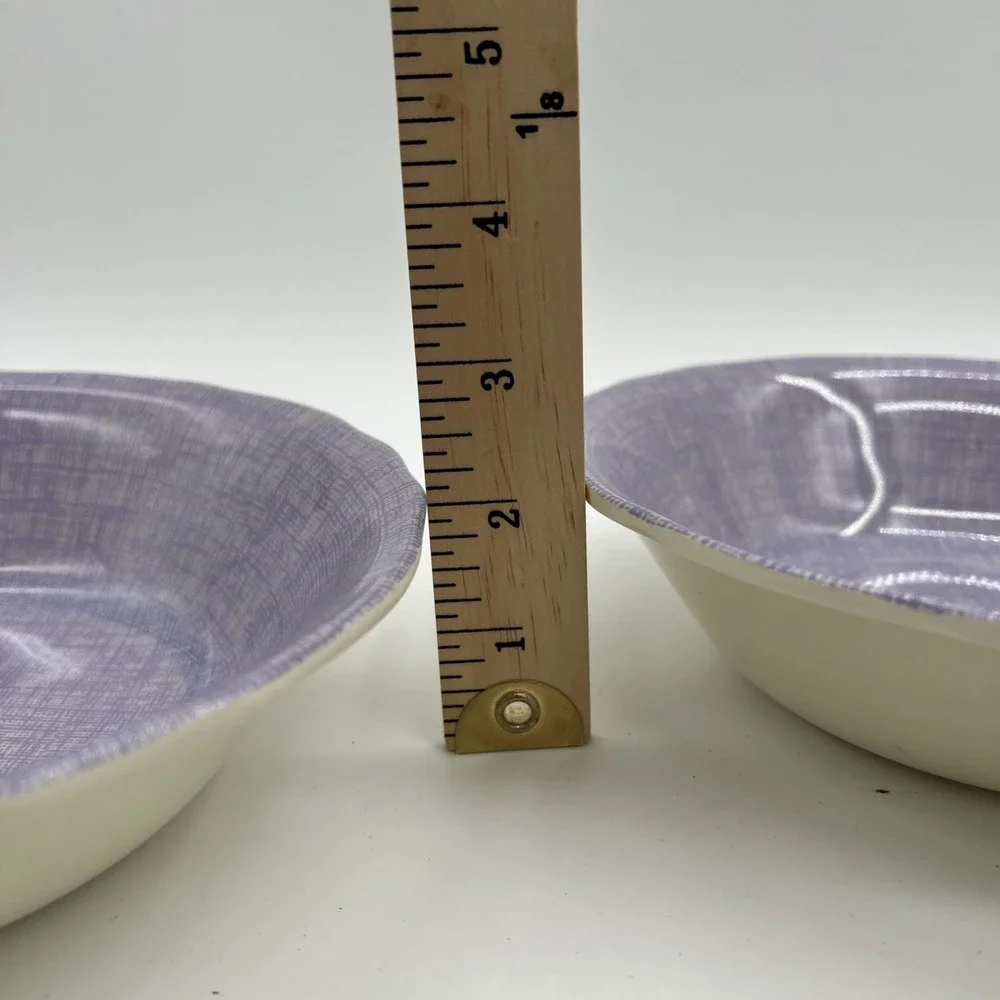 Target Home Melamine Bowls Purple White Plaid~Beige Bottom~ Set Of‎ 5~EUC